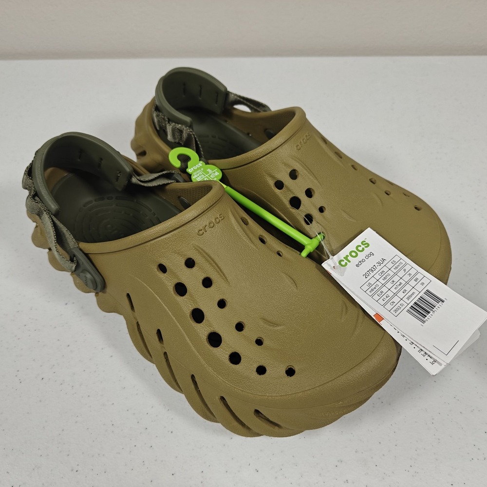 Crocs Echo Clogs Sandals Shoes Aloe Olive Green Men's 8 / Women's 10 207937-3UA